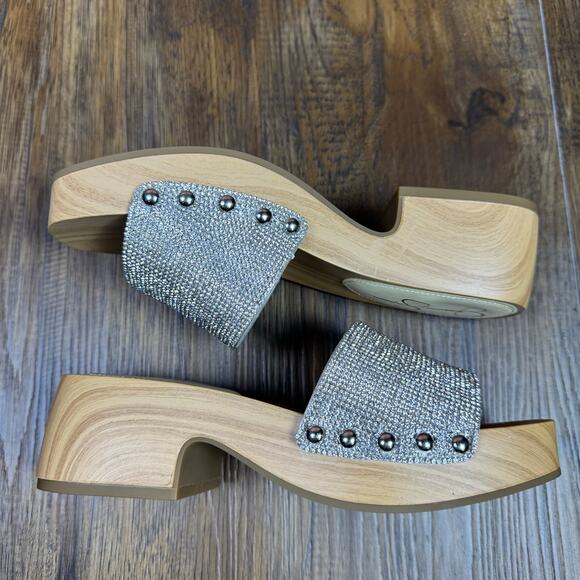 Jessica Simpson Rexile Size 6 Silver Shimmer Studded Platform Sandals - Picture 3 of 14